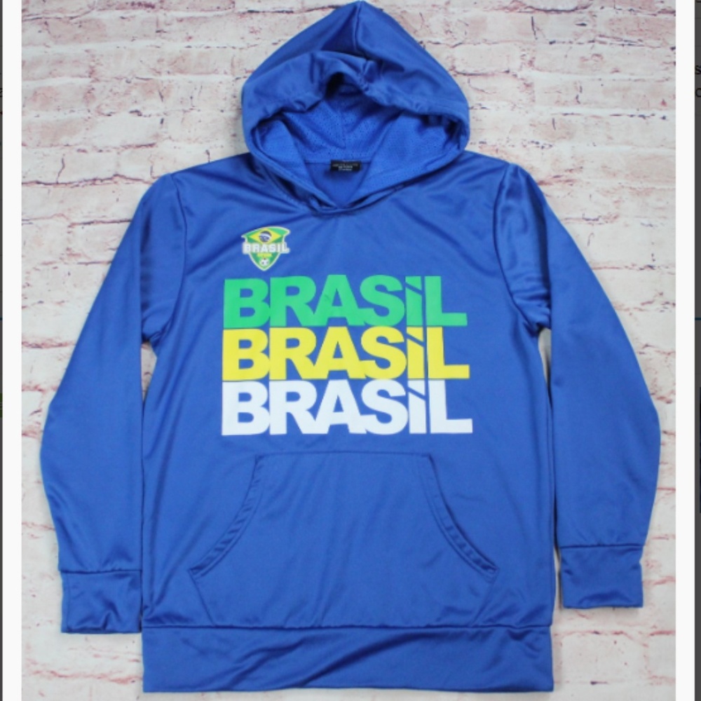 Men's Striker Brazil Hoodie Blue Size Small